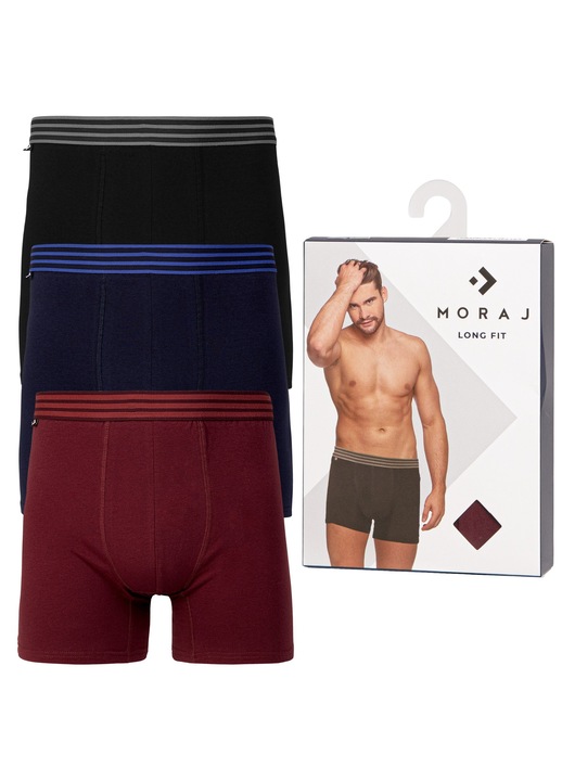 Boxeri barbati Moraj set 3-pack picioare mai lungi, culoare simpla, lenjerie intima