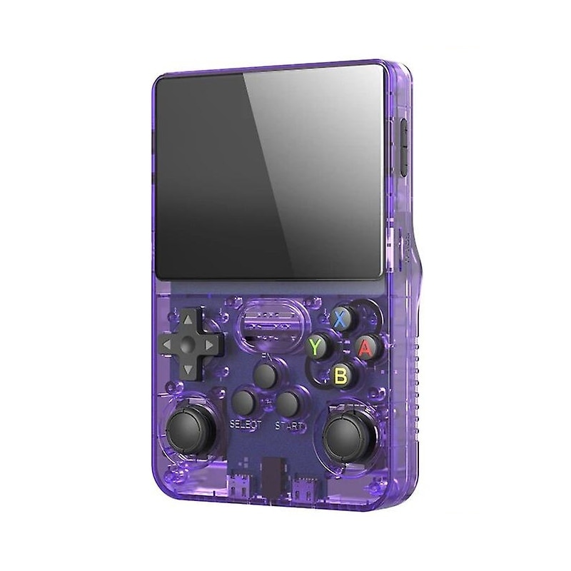 Consolă portabilă retro Bluvista, 3, 5 inci, joystick de înaltă precizie, 64GB, mov transparent