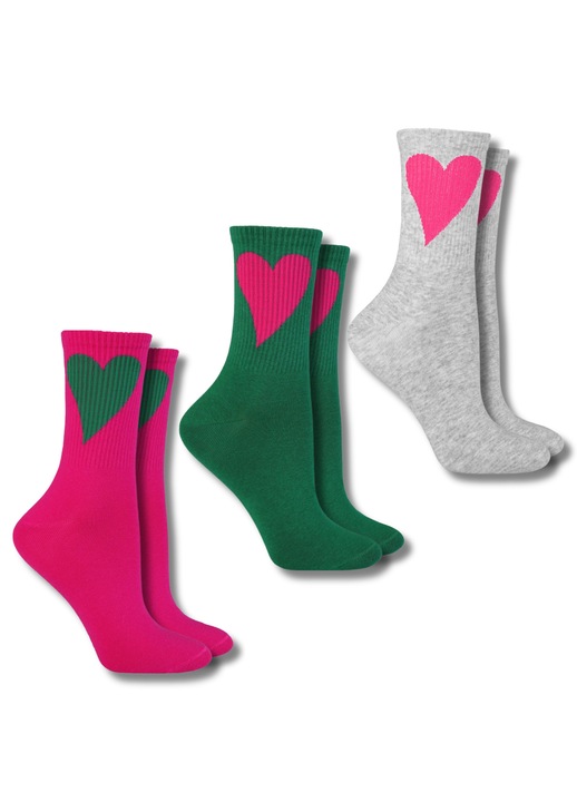 Sosete dama Moraj, set 3-pak, design serduszka, lungime lunga, 38-41