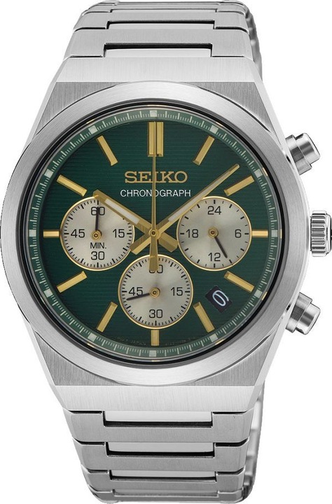 Ceas barbatesc Seiko SSB461P1, bratara din otel inoxidabil, 40mm, cronograf, rezistent la apa 100m