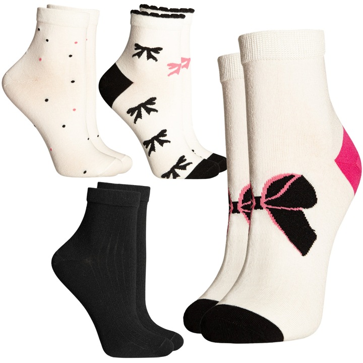 Sosete copii Moraj set 4 perechi, design cu fundite, 35-38, multicolor