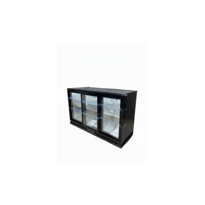 Vitrina frigorifica minibar cu 3 usi glisante, INOX, LED, 135cm