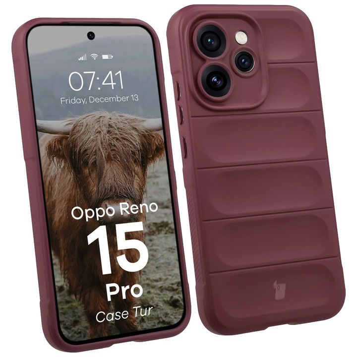 Husa, Bizon Case Tur pentru Oppo Reno15 Pro, rosu inchis