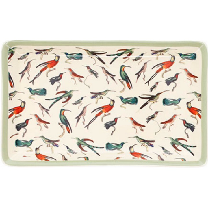 Tava - Oiseaux, Portelan, 19.2cm x 12cm, Dreptunghi
