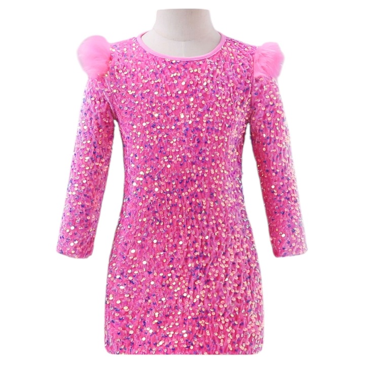 Rochie fetite, roz cu paiete, 5 ani