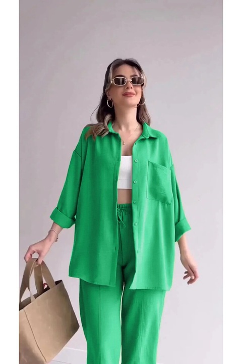 Set camasa si pantaloni, verde, Verde