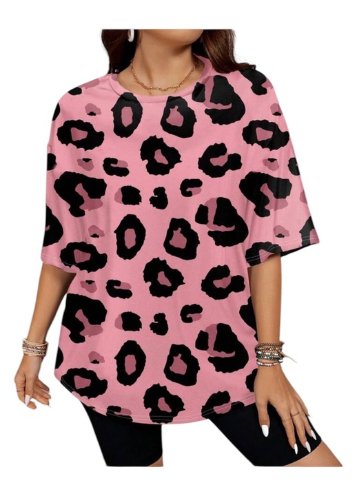 Tricou dama, supradimensionat, imprimeu, 6 Xl, Roz, 6XL