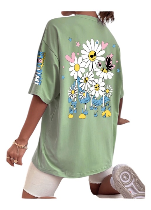 Tricou dama, imprimeu flori, marimea Xl