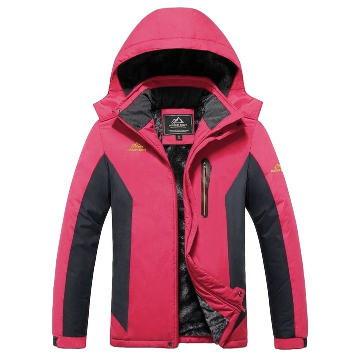 Geaca de iarna dama Tacvasen, marimea XL, captusita, cu gluga detasabila, culoare roz si gri