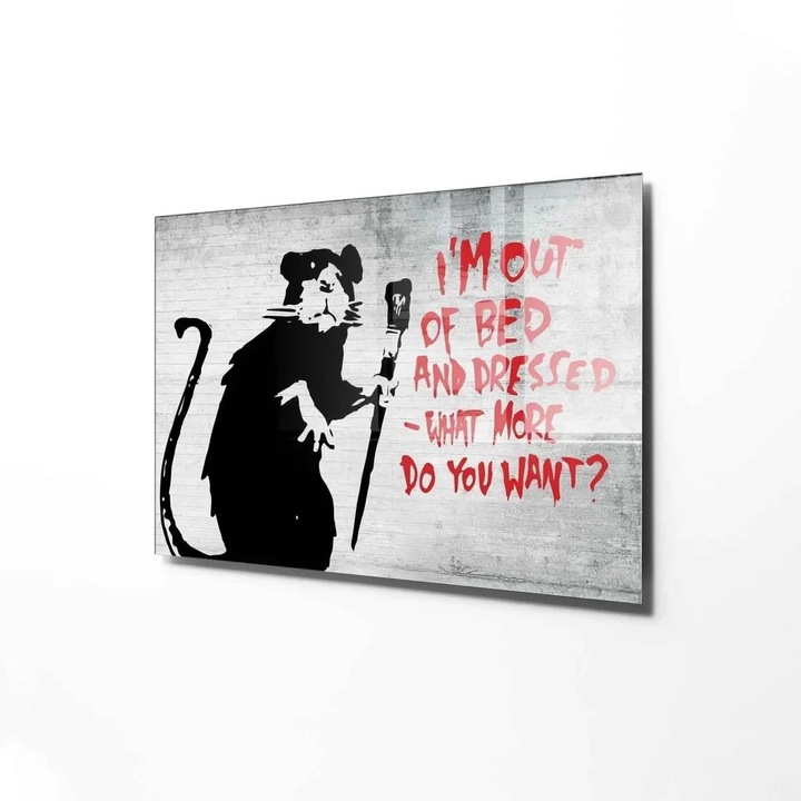 Tablou decorativ Re-Bloom, sticla, negru/gri/rosu, 30 x 45 cm