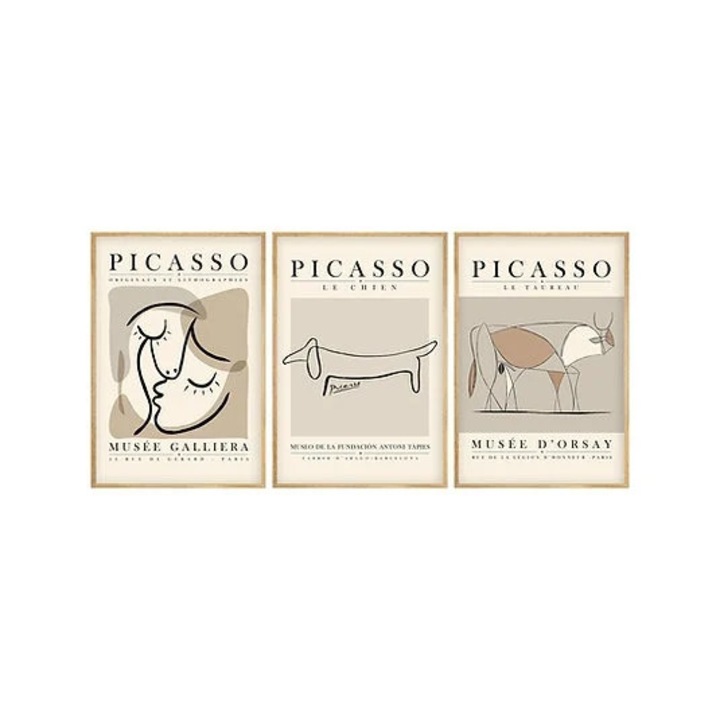 Set tablouri decorative Re-Bloom, 3 piese, MDF/lemn masiv, multiocolor, 20 x 30 cm