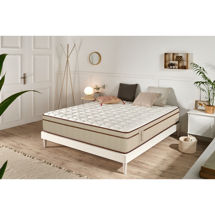 Saltea cu arcuri impachetate - Moonia - Hybrid Maro 25 cm - 135x190 cm - Fermitate medie