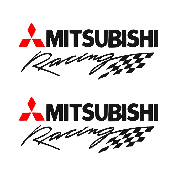 Set 2 stickere auto, decorative, Mitsunishi Racing, negru-rosu, 20cm