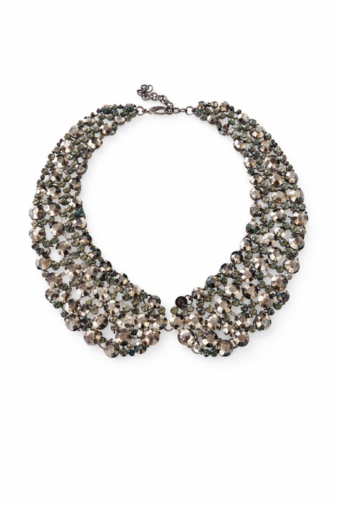 Colier Statement Elegant cu Cristale Verzi si Argintii – Accesoriu pentru Tinute Chic