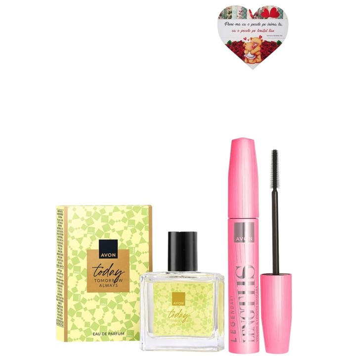 Set cadou parfumul TTA Today pentru Ea 30ml, Mascara Legendary Lengths, inimioara magnetica