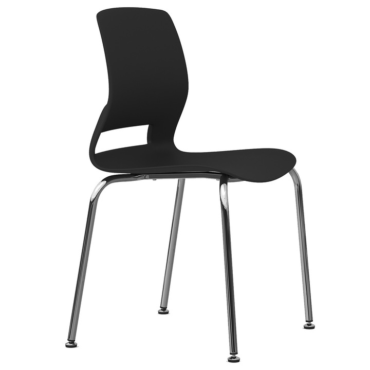 Scaun vizitator Mobman Vela, structura metalica cromata, Negru