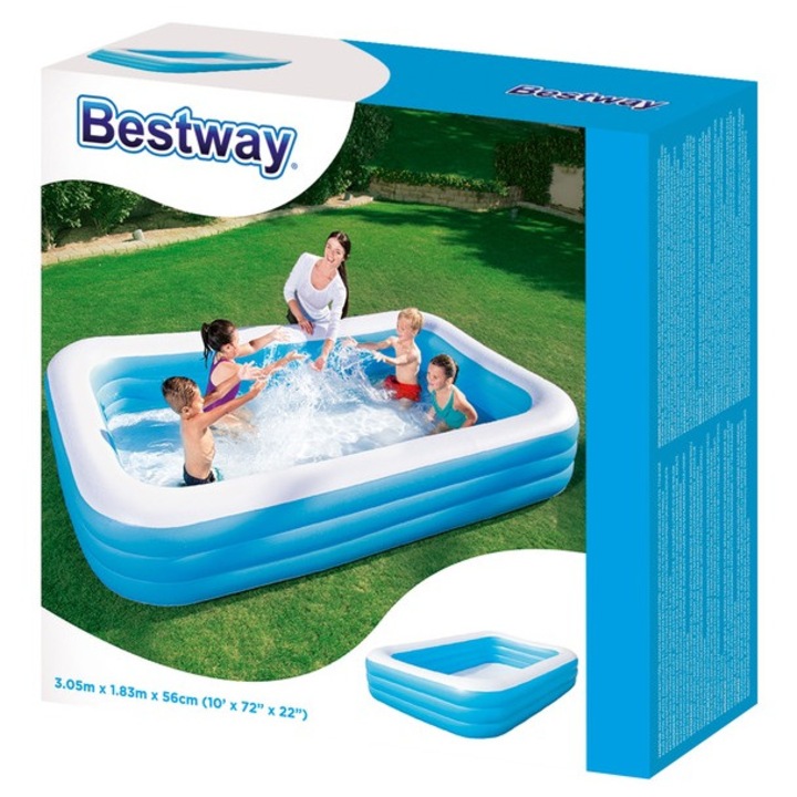 Piscina gonflabilă Bestway 305x183x56cm, familie, PVC, set de reparare inclus