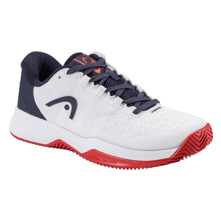 Pantofi tenis junior HEAD Revolt, alb/rosu, masura 34, pentru terenuri de zgura