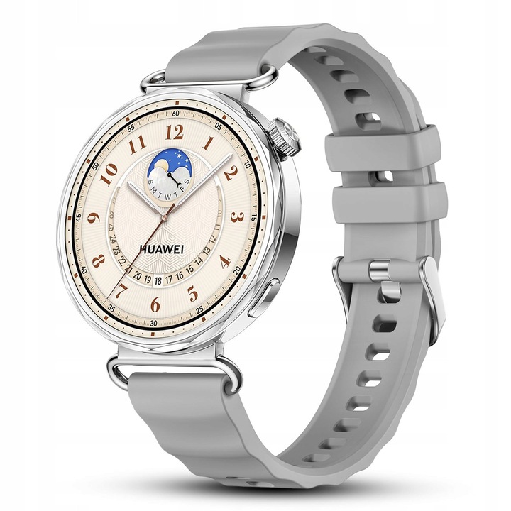 Curea din silicon pentru smartwatch, JG Smart, Elegant Classic, 18 mm, gri, 41 mm, set cu cleme telescopice