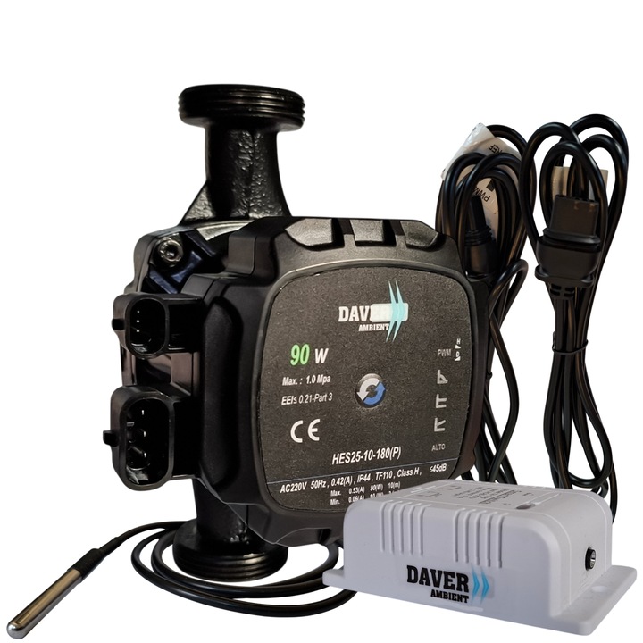 Kit Smart Daver cu pompă electronică Low Energy PWM+ 25/10-180 și controler WiFi cu senzor de temperatură, 2.4 GHz