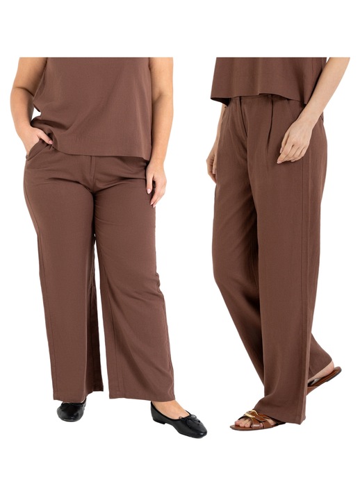 Női nadrág, Moraj, Len/Viszkóz, Barna