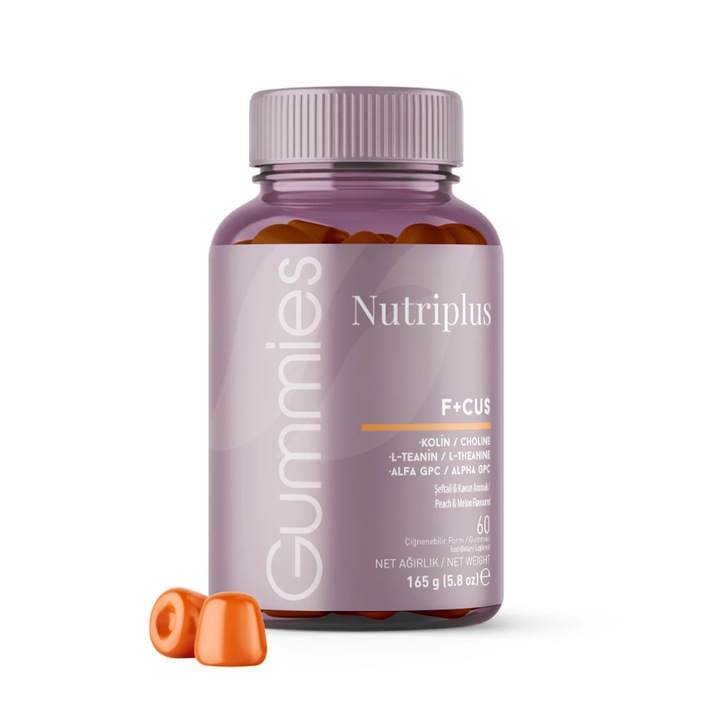 Jeleuri Focus Gummies Nutriplus, Farmasi, pentru concentrare si memorie, 60 jeleuri vegane
