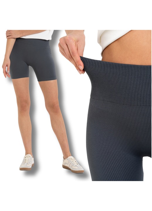 Colanti scurti dama Moraj biker, talie inalta, striati, L-XL INTL