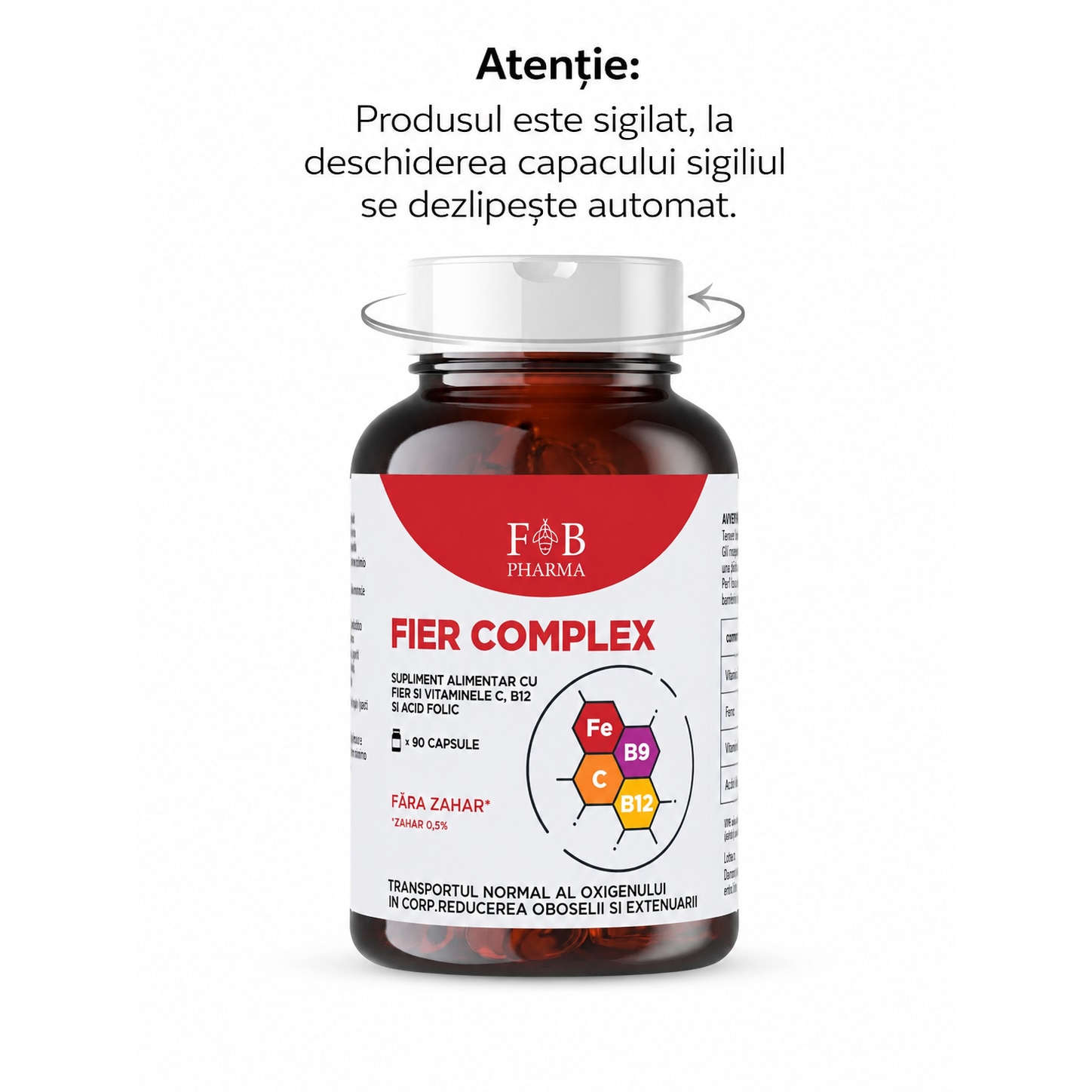 Fier + Vitamina C + B12 + Acid Folic F&B Pharma™ IronBoost Complex Pro ...