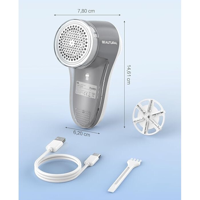 Aparat de curățat scame Beautural, reîncărcabil, 6 lame, 9000 rpm, culori variate