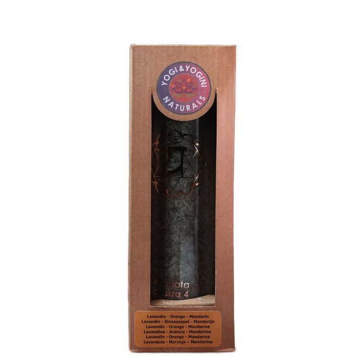 Lumanare Aromatica PHOENIX Chakra 4, parfumata cu uleiuri esentiale, recipient din sticla reciclata, 21x6.5 cm, 100 ore ardere