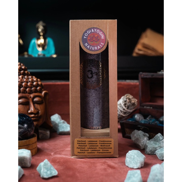 Lumanare Aromatica PHOENIX Chakra 7, 100 ore, 21x6.5 cm, cu uleiuri esentiale, recipient din sticla reciclata