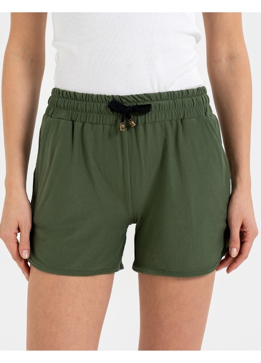 Női rövidnadrág, Moraj, Poliészter/Elasztán, Khaki