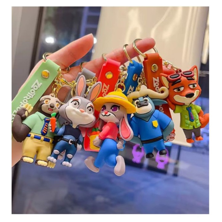 Set 6 brelocuri Zootopia, diverse modele, cauciuc, 8 cm