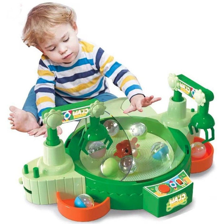 Joc de îndemânare Claw Machine, GZ, cu 10 mingi, verde, 45x31x19cm