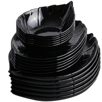 Set de cina 18 piese Nocturn Farfurii negre din sticla set de farfurii pentru 6 persoane negru