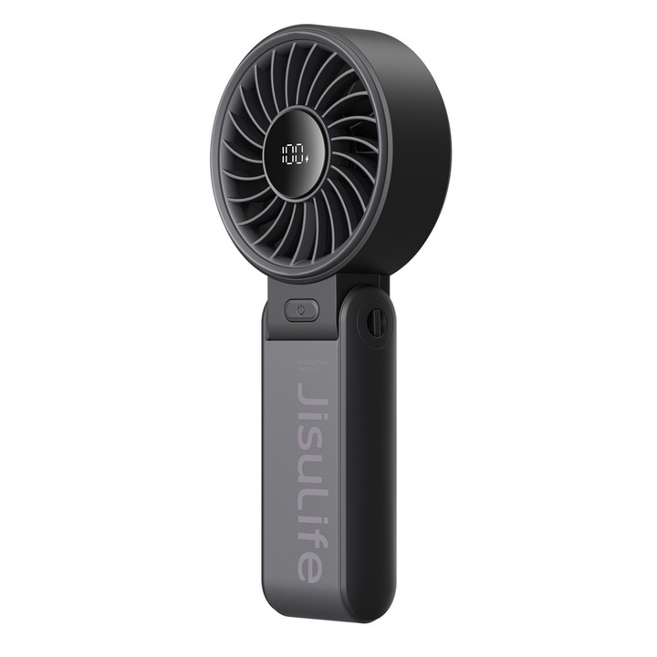 Ventilator portabil Jisulife Life7, 5W, Flue aer 5.1m/s, 3600 mAh, Autonomie 13h, 5 viteze, USB-C, Negru