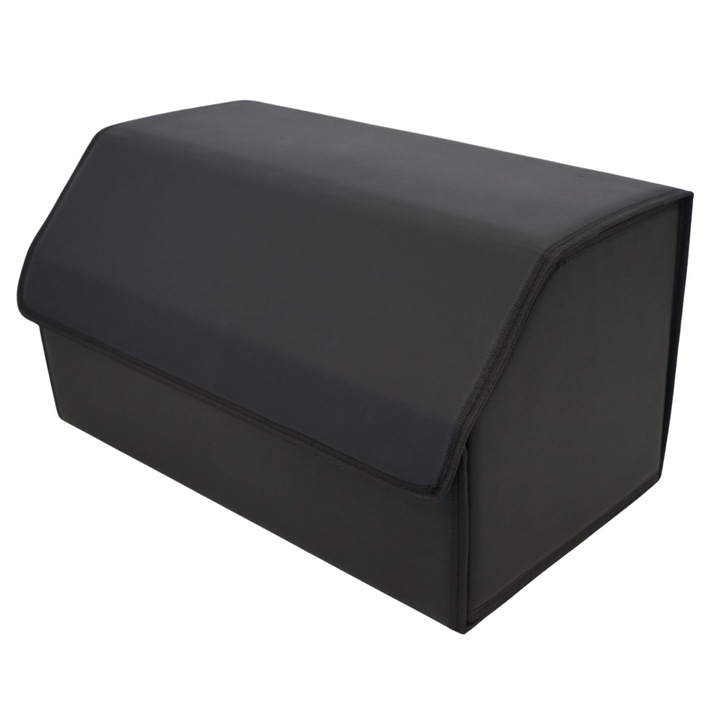 Autós tárolódoboz, Daemi, műbőr, 2 rekeszes, összecsukható, fekete, 55x30x30cm