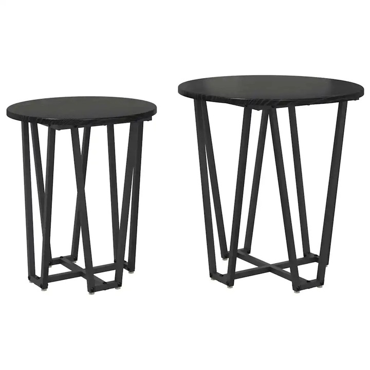 Set masute laterale vidaXL, 2 pcs Stejar Negru