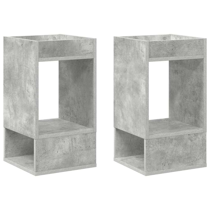 Masa laterala vidaXL, 2 pcs, Gri din beton, 30 x 30 x 56 cm, Lemn compozit