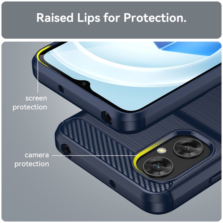 Husa TPU Carbon Brush compatibila cu Xiaomi Poco M4 5G, Albastru inchis