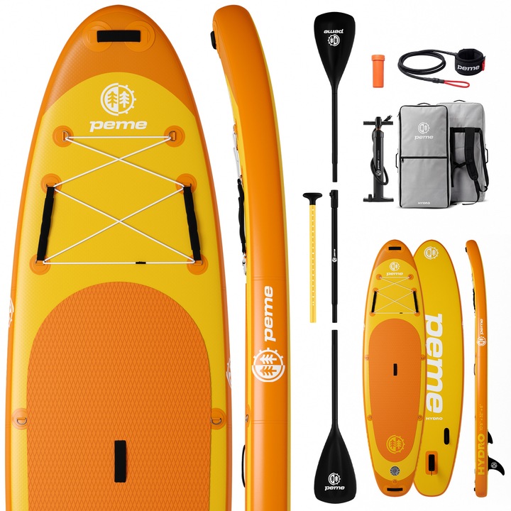 Set placa gonflabila PEME HYDRO SUP 320, 320/81/15 cm, 13,5kg, cu pompa, kit de reparatii, geanta de transport, Vasla, PVC, covor din EVA, BrightSun