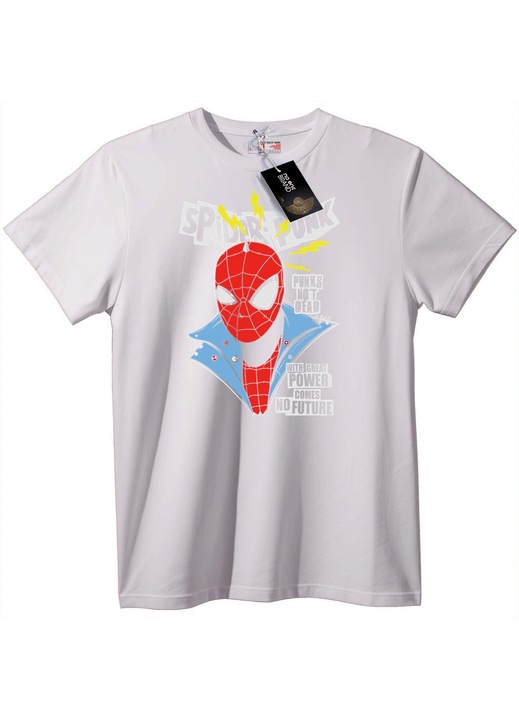 Spider-Punk póló punk szlogennel, Fehér