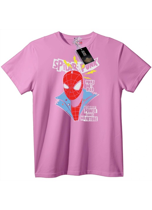 Spider-Punk póló punk szlogennel, Candy Pink