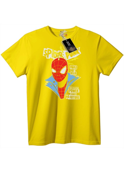 Spider-Punk póló punk szlogennel, Sárga