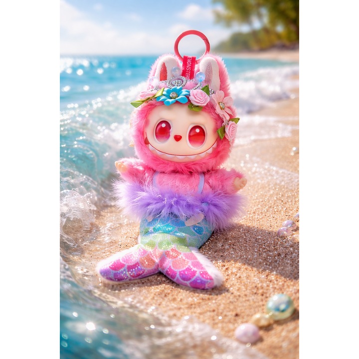 FAYOLA™ Jucarie Plus Sirena Roz – Breloc Fantasy cu Design Floral, 23 cm