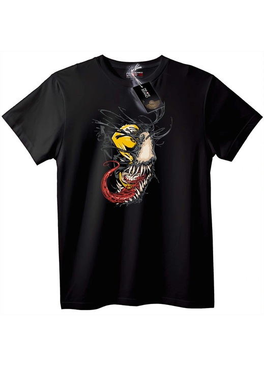 Póló sárga szemű koponyával, Fekete