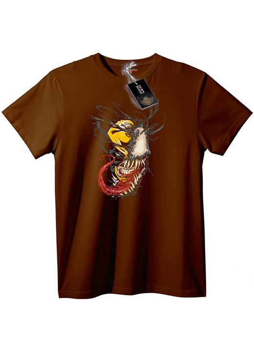 Póló sárga szemű koponyával, Barna