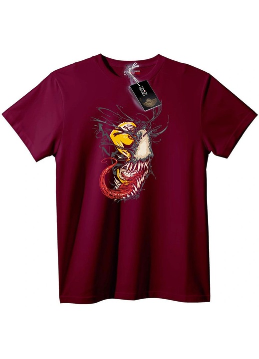 Póló sárga szemű koponyával, Bordó