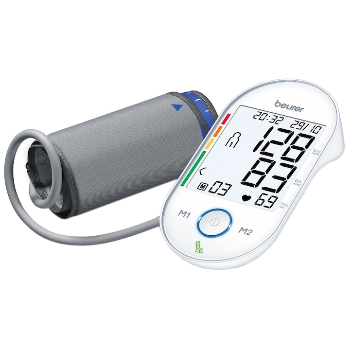Beurer BM55 Felkaros elektronikus vérnyomásmérő, USB csatlakozás, Fehér
