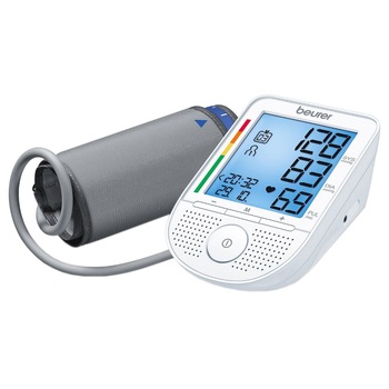 Tensiometru electronic de brat Beurer BM49, Functie voce, Alb Tensiometru electronic de brat Beurer BM49, Functie voce, Alb